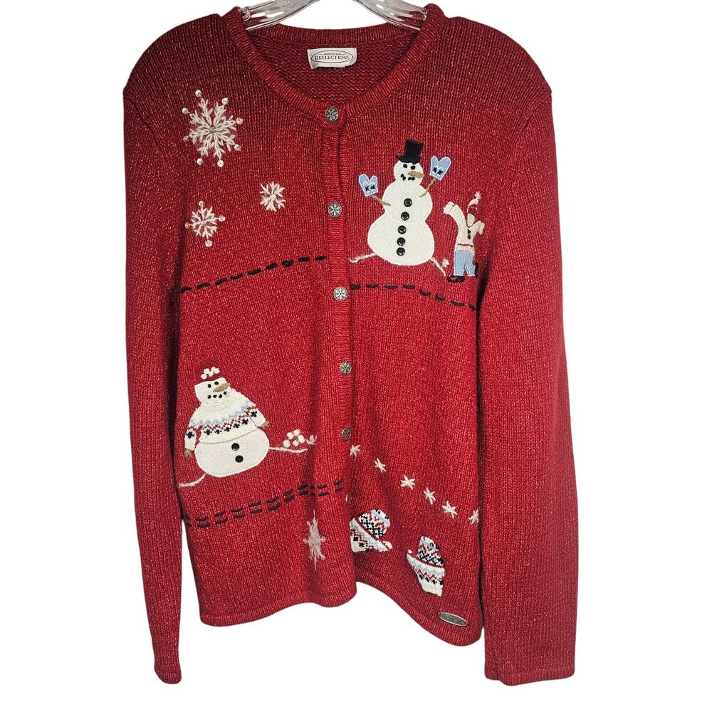 Northern Reflections Vintage Red Snowman Holiday Sweater Size L/XL